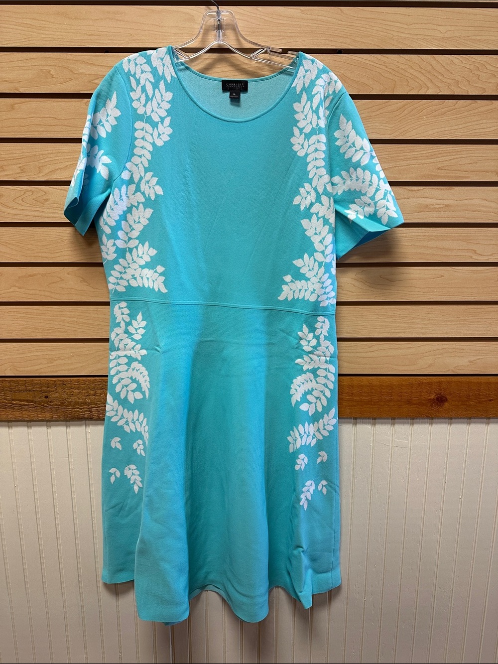 Carlisle Turquoise & White Floral Short-Sleeve A-Line Dress